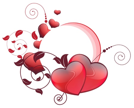 Red hearts and floral elements on a white background   Valentineのイラスト素材