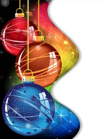 Christmas spheres on a spectral wavy backgroundのイラスト素材