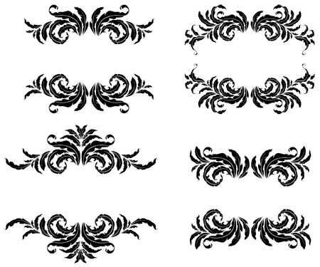 Four vintage floral frame on a white backgroundのイラスト素材