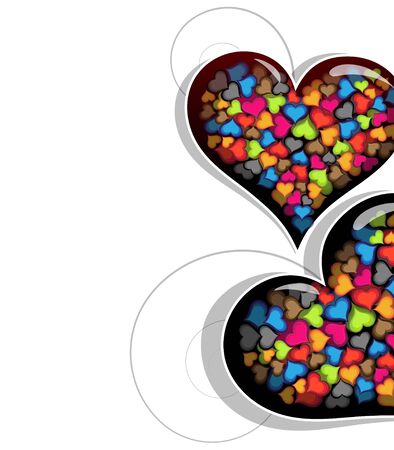 Large hearts with small colorful hearts inside on a white background のイラスト素材
