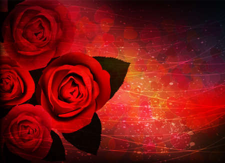 Bouquet of red roses on abstract background  Valentineのイラスト素材