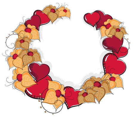 Hand-drawn hearts and flowers on a white background. Valentines day backgroundのイラスト素材