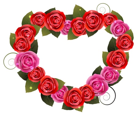  Heart shaped roses on a white backgroundのイラスト素材