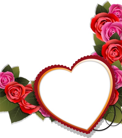 Valentine heart and roses on a white background のイラスト素材