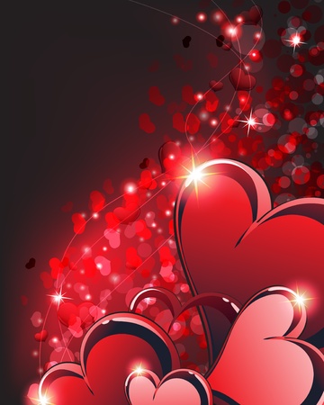 Valentine's Day hearts on a sparkling  backgroundのイラスト素材