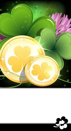 Gold coins and clover  St  Patrickのイラスト素材