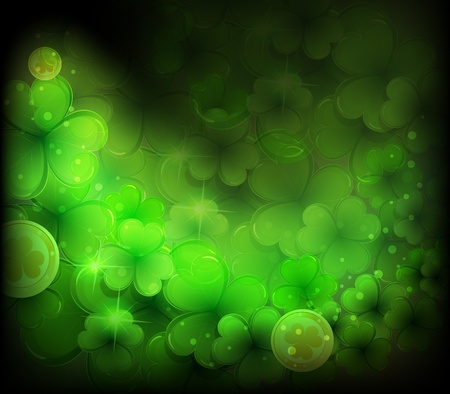 Gold coins and clover  St  Patrickのイラスト素材