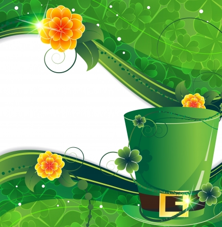 Leprechaun hat on abstract clover background  St  Patrickのイラスト素材
