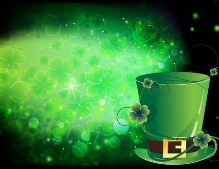 Leprechaun hat on abstract clover background  St  Patrickのイラスト素材