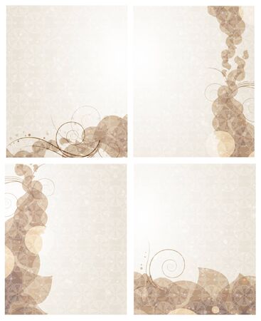 Four backgrounds with abstract transparent beige petals patternのイラスト素材