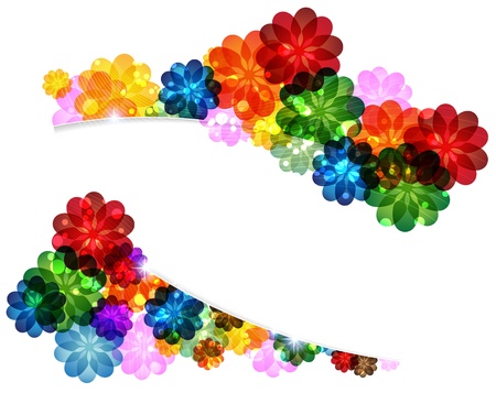 Abstract transparent flowers  Imagination floral frame のイラスト素材