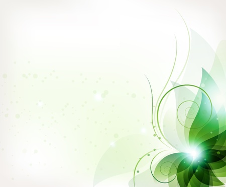 transparent green flower on a white background  Abstract floral card のイラスト素材