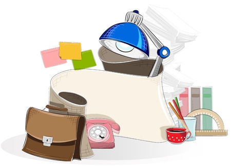  Office supplies on a white background   Hand drawn business backgroundのイラスト素材