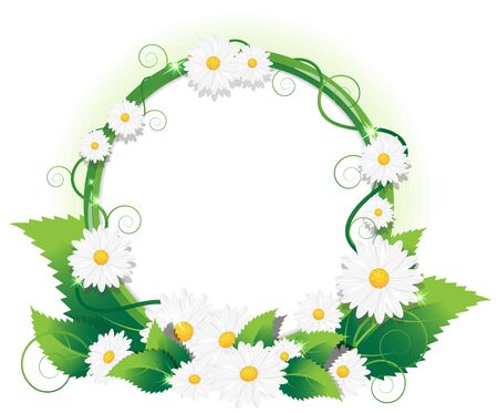 Round frame of wild flowers with space for textのイラスト素材