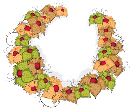 Hand-drawn flower wreath on a white background  のイラスト素材