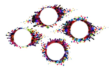 Colourful blots and spots. Four bright festive backgroundsのイラスト素材