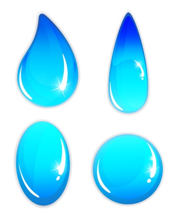 Transparent water drops on a white background.  Abstract icons setのイラスト素材