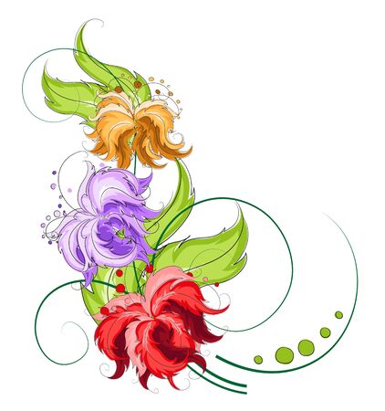 Hand drawn abstract flowers on white backgroundのイラスト素材