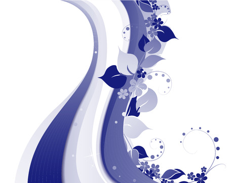 Abstract blue background with leaves and place for text のイラスト素材