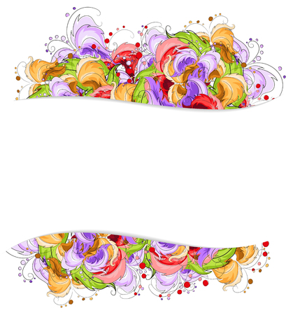 Hand drawn abstract flowers  frameのイラスト素材