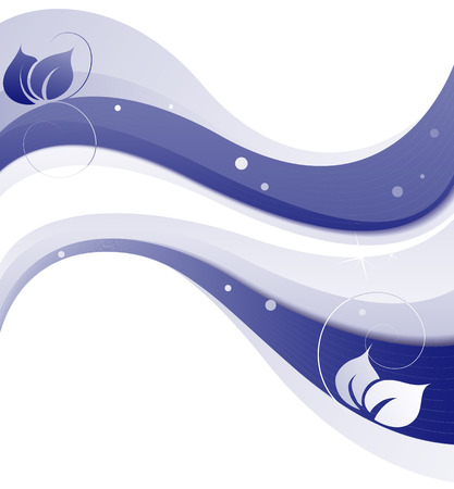 Abstract blue background with leaves and place for text のイラスト素材