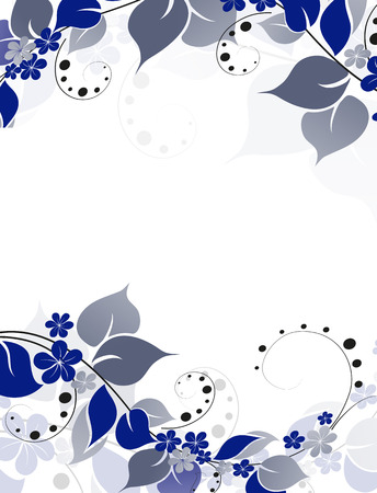 Branch with leaves and flowers on a white background. のイラスト素材
