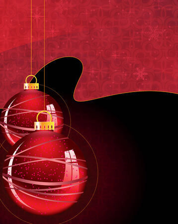 Red Christmas balls on a wavy transparent background with abstract patternのイラスト素材