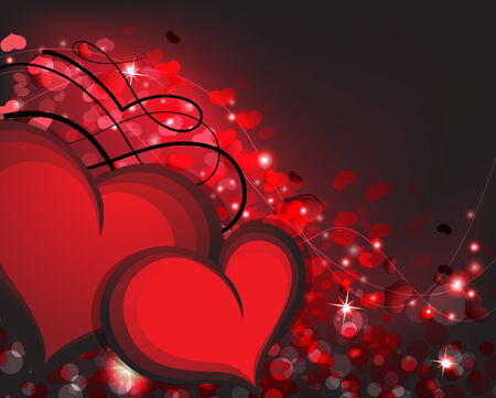 Valentine's Day hearts on a sparkling  backgroundのイラスト素材