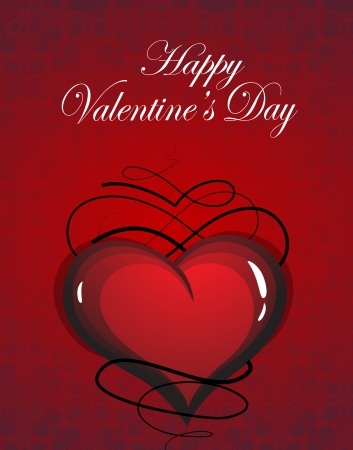 Vintage Valentine heart on red backgroundのイラスト素材