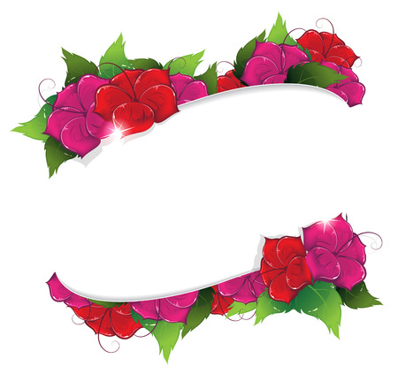 Red and purple flower bouquet. Abstract floral frame. のイラスト素材