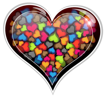 Transparent heart with small hearts inside. Isolation on white backgroundのイラスト素材