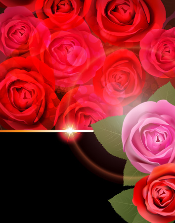 Bouquet of red roses with  black place for text. Valentine's Day card.のイラスト素材