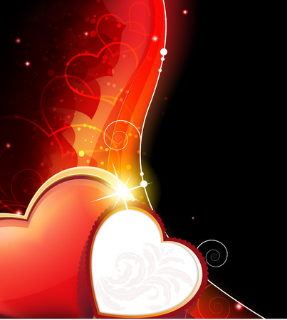  Valentines Day card with hearts on wavy red and black backgroundのイラスト素材