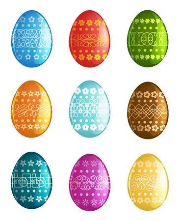 Easter eggs set with abstract pattern on white backgroundのイラスト素材