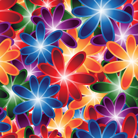 Bright multicolored flowers. Abstract seamless background.のイラスト素材