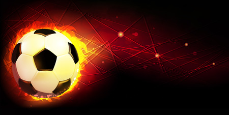 Burning soccer ball on a black backgroundのイラスト素材