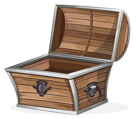 Open wooden chest on white backgroundのイラスト素材