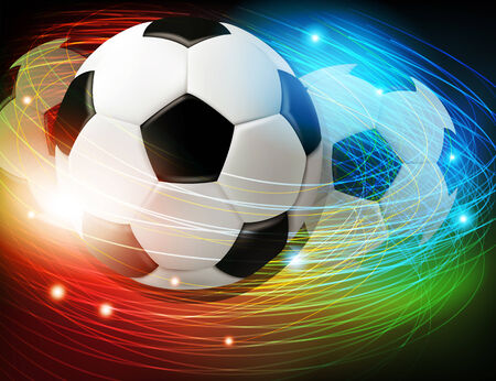 Shining soccer ball on abstract  background with lights and sparks.  Abstract soccer background.のイラスト素材