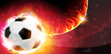 Flaming soccer ball on a burning backgroundのイラスト素材