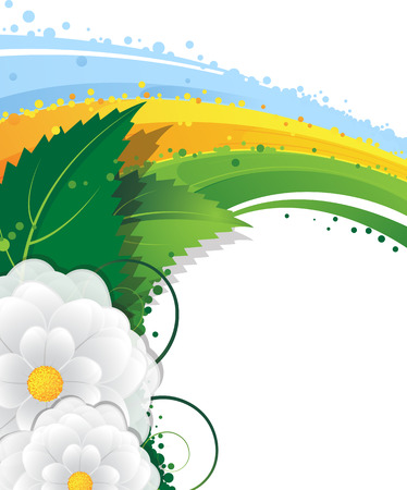 Two white flowers on an abstract background. Conceptual background.のイラスト素材