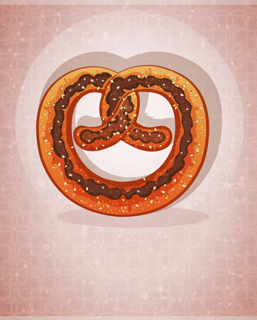 Crispy salted german pretzel on abstract background. Oktoberfest Symbolのイラスト素材