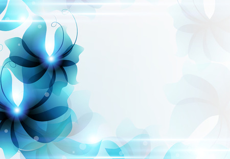 Transparent blue flowers. Abstract floral card with place for textのイラスト素材