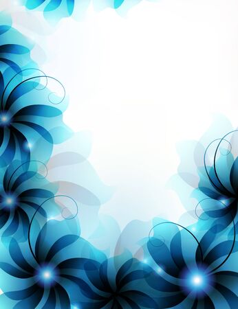 Transparent blue flower. Abstract floral card with place for textのイラスト素材