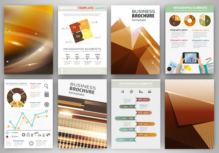 Abstract vector backgrounds and brochures for web and mobile applications. Business and technology infographic, icons, creative template design for presentation, poster, cover, booklet, banner.のイラスト素材