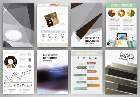 Abstract vector backgrounds and brochures for web and mobile applications. Business and technology infographic, icons, creative template design for presentation, poster, cover, booklet, banner.のイラスト素材