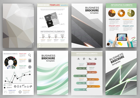 Abstract vector backgrounds and brochures for web and mobile applications. Business and technology infographic, icons, creative template design for presentation, poster, cover, booklet, banner.のイラスト素材