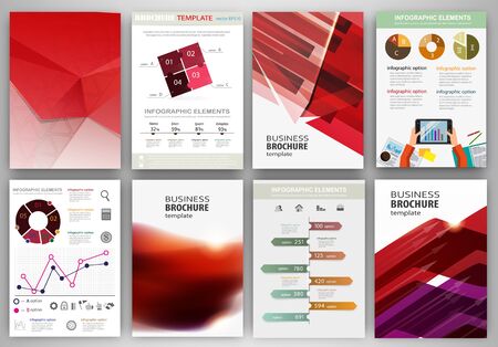 Abstract vector backgrounds and brochures for web and mobile applications. Business and technology infographic, icons, creative template design for presentation, poster, cover, booklet, banner.のイラスト素材