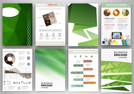 Abstract vector backgrounds and brochures for web and mobile applications. Business and technology infographic, icons, creative template design for presentation, poster, cover, booklet, banner.のイラスト素材