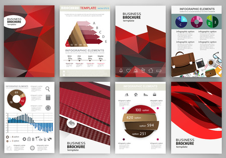 Abstract vector backgrounds and brochures for web and mobile applications. Business and technology infographic, icons, creative template design for presentation, poster, cover, booklet, banner.のイラスト素材