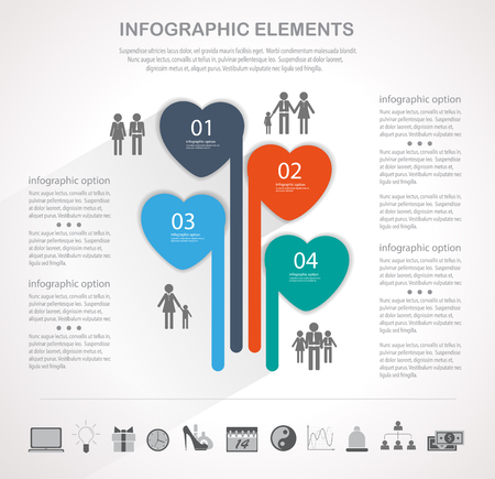Infographic design template and Valentines day icons set. Template for diagram, graph, chart, flyer, presentation, print and website. のイラスト素材